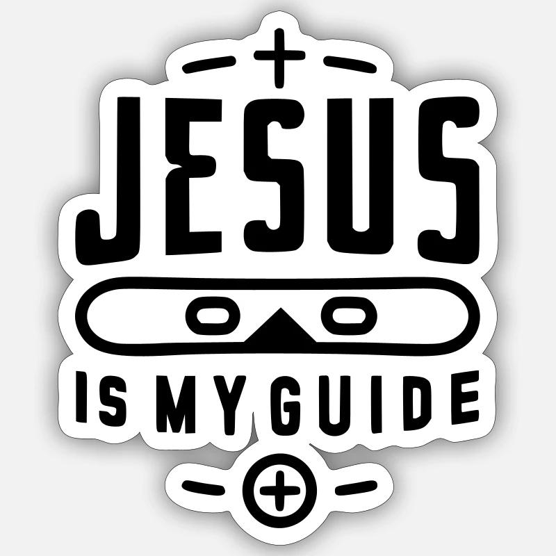 Jésus est mon guide - Sticker taille S (10 x 10 cm) - blanc mat