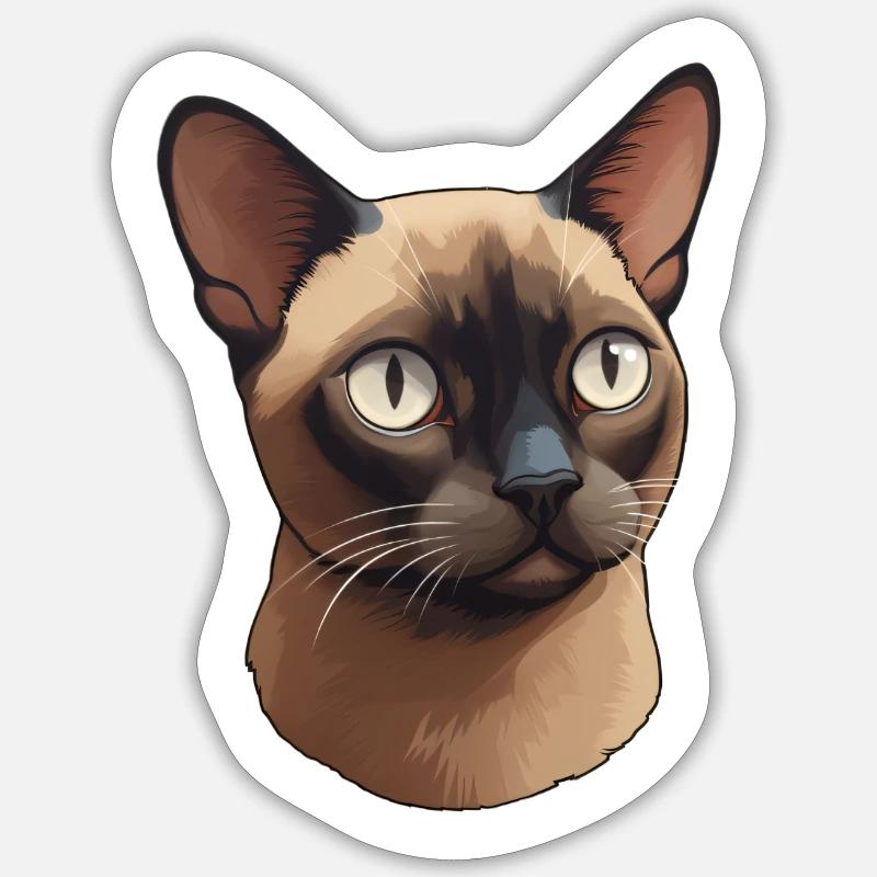 Tête de chat birman - Sticker taille S (10 x 10 cm) - blanc mat