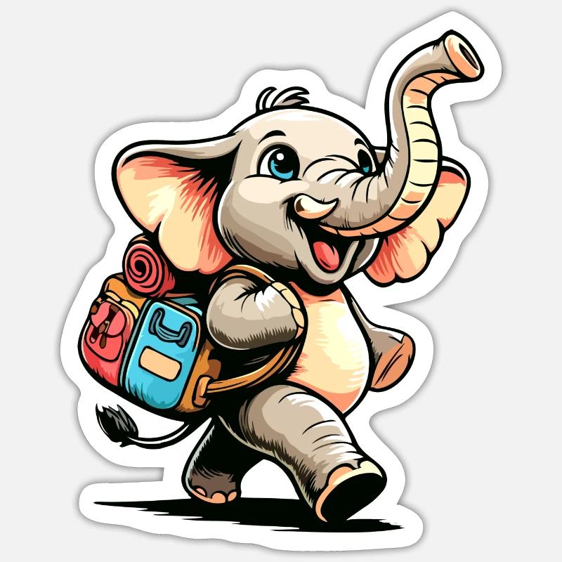 Tiny Trekker : Le Jolly Elephant - Sticker taille S (10 x 10 cm) - blanc mat