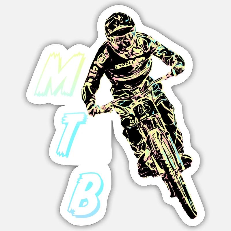 MTB-Abfahrt - Sticker Größe S (10 x 10 cm) - Mattweiß