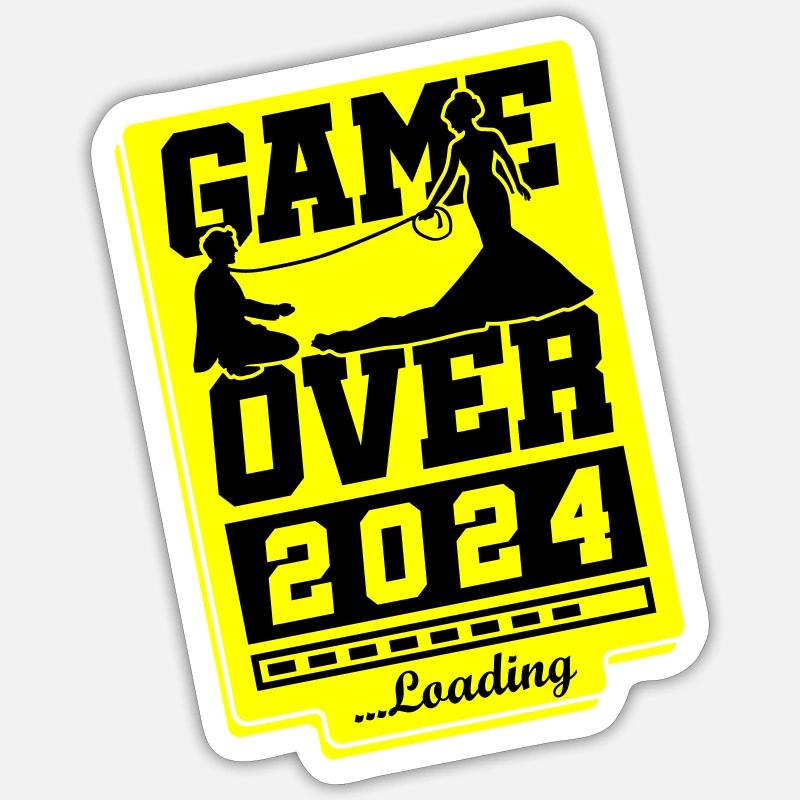 Hochzeit Loading 2024 Game Over Sticker Größe S (10 x 10 cm)