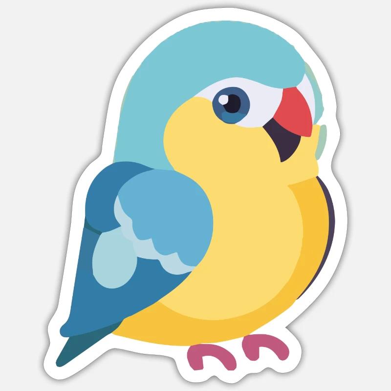 Perruche colorée sur branche Sticker taille S (10 x 10 cm)