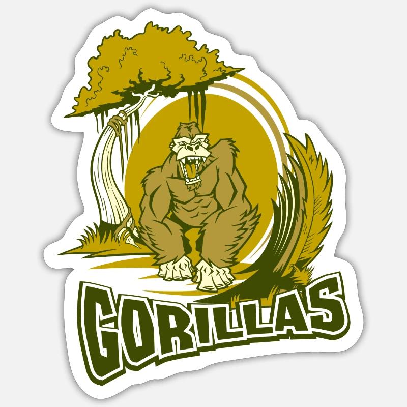 Gorilla - Sticker Größe S (10 x 10 cm) - Mattweiß