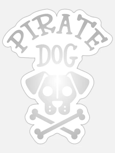 Piratenhund Schädel - Sticker Größe S (10 x 10 cm) - Mattweiß