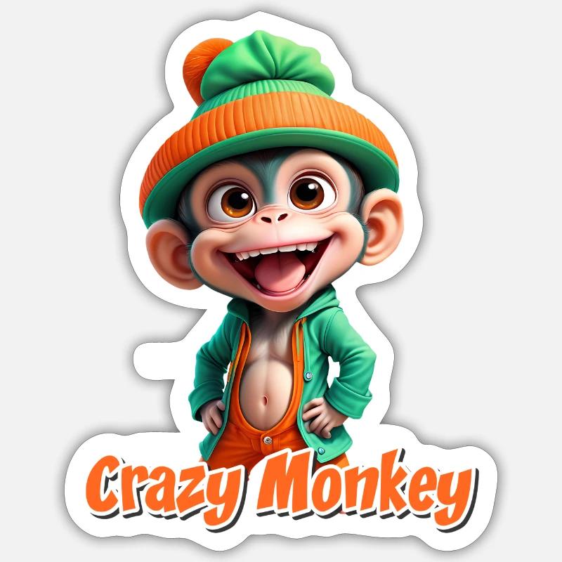 Monkey - Sticker size S (10 x 10 cm) - white matte