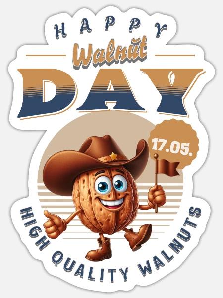 happy Walnut day - Sticker Größe S (10 x 10 cm) - Mattweiß