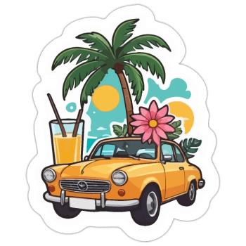 Sommer Palmen Auto - Sticker Größe S (10 x 10 cm) - Mattweiß - Vorne