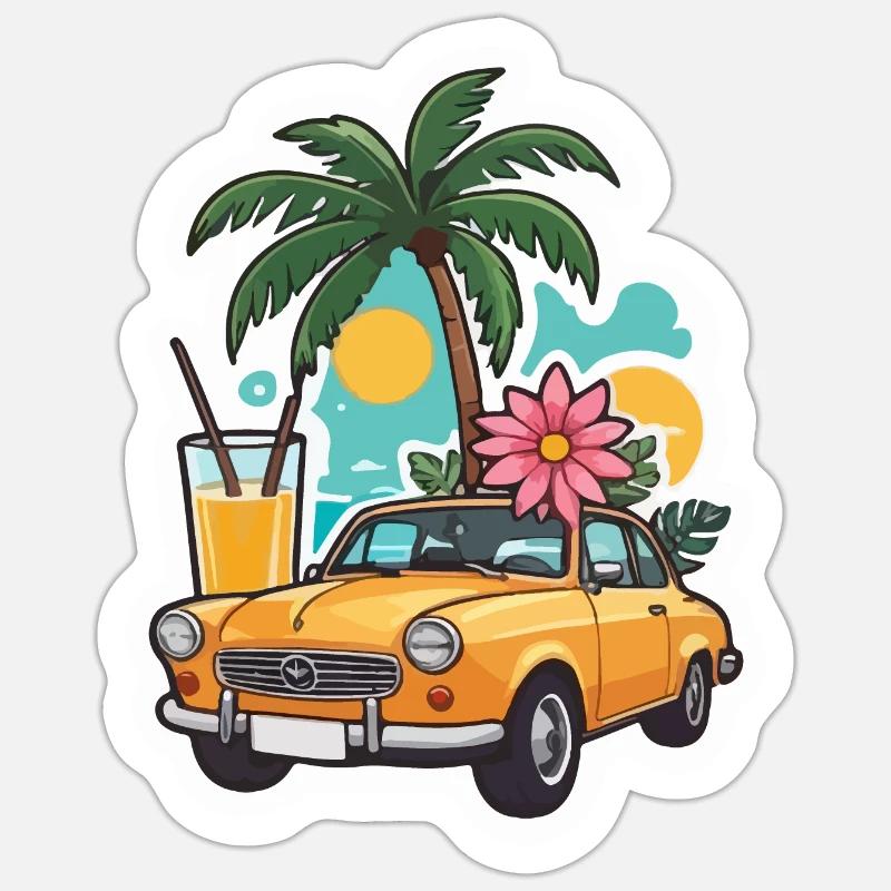 Summer Palm Trees Car Sticker size S (10 x 10 cm)