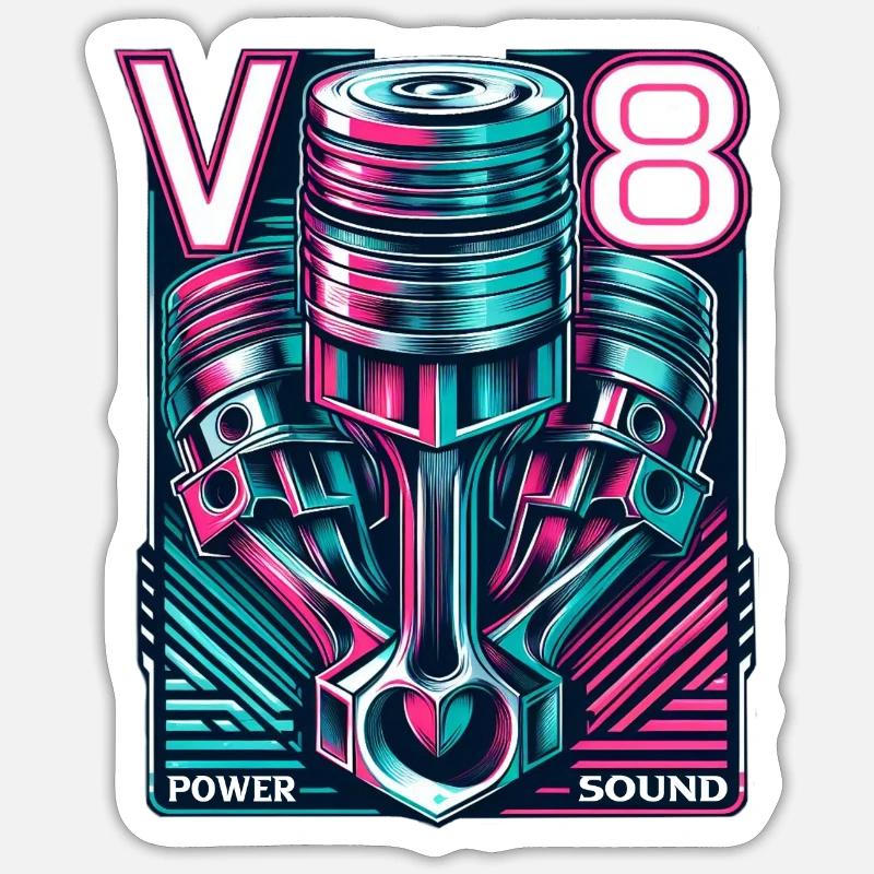V8 - Sticker Größe S (10 x 10 cm) - Mattweiß