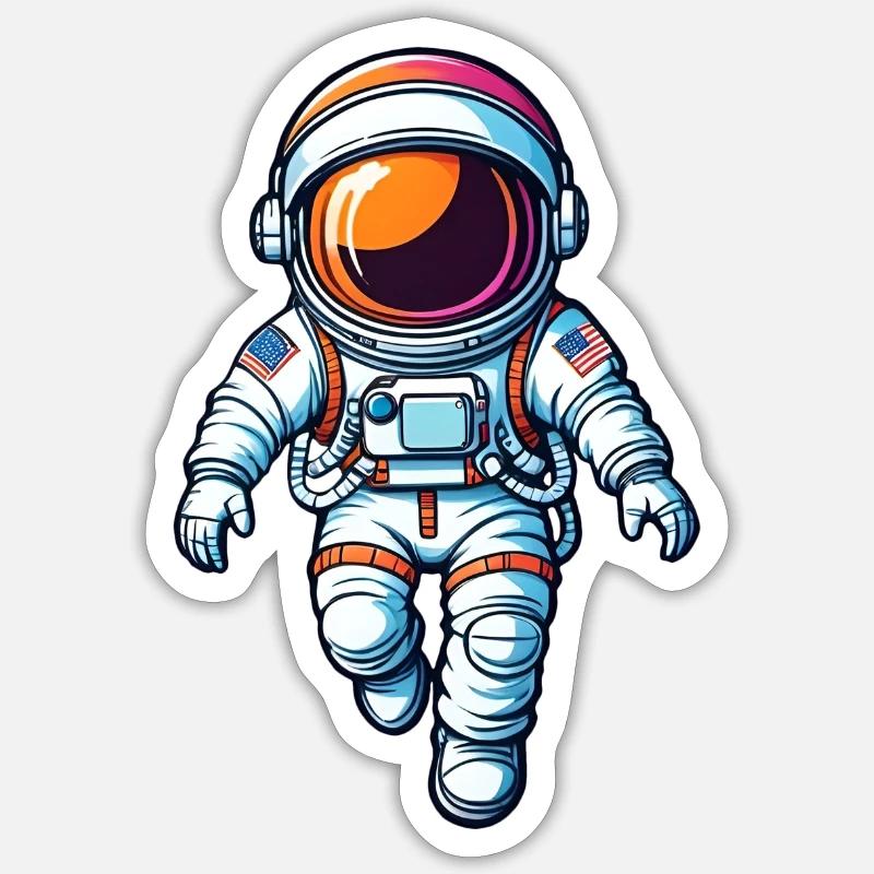 Bunter Cartoon-Astronaut - Sticker Größe S (10 x 10 cm) - Mattweiß