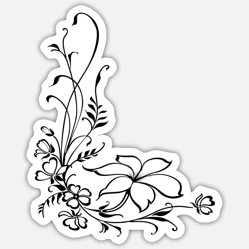 Vrille de fleur Sticker taille S (10 x 10 cm)