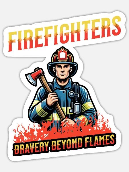 Firefighters - bravery beyond flames - Sticker Größe S (10 x 10 cm) - Mattweiß
