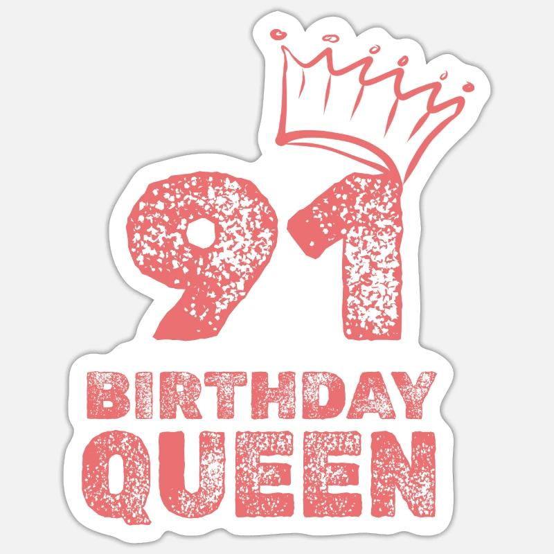 Geburtstag 91 - Sticker Größe S (10 x 10 cm) - Mattweiß