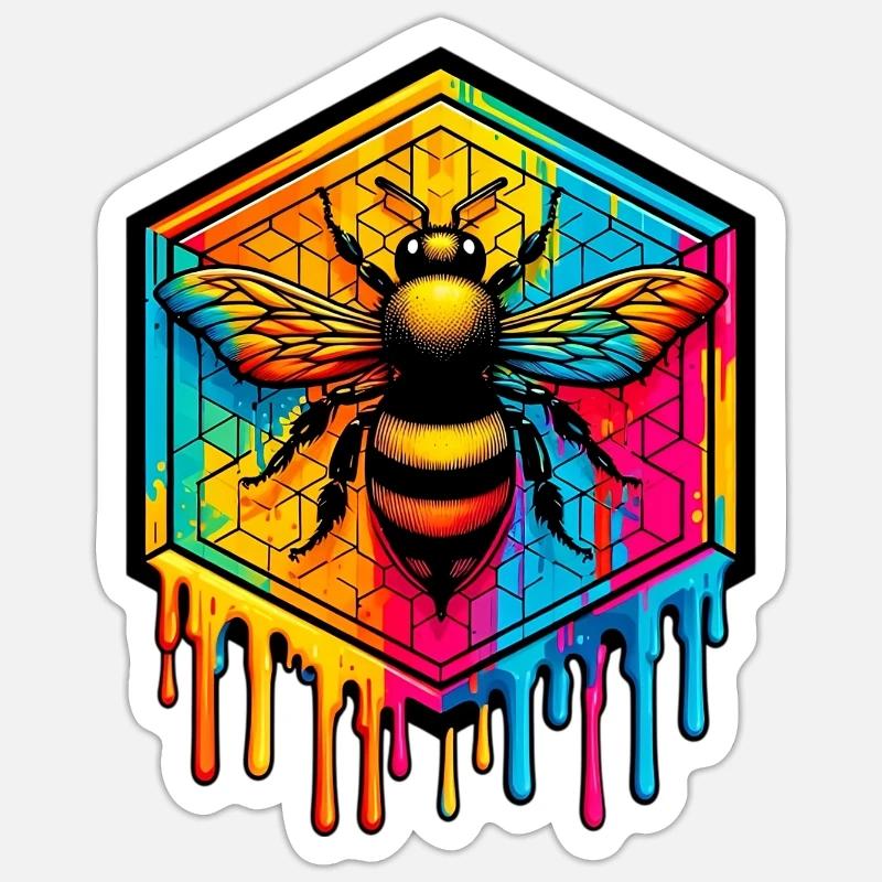 Biene - Sticker Größe S (10 x 10 cm) - Mattweiß