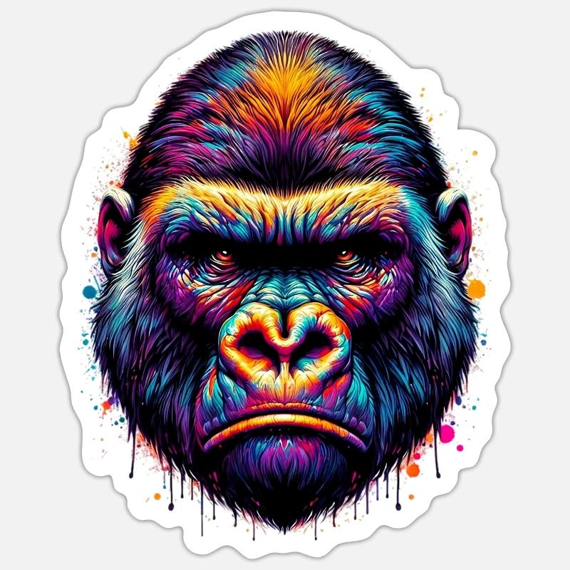 Gorilla - Sticker Größe S (10 x 10 cm) - Mattweiß