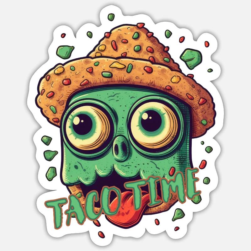 Taco Time (mit Text) - Sticker Größe S (10 x 10 cm) - Mattweiß