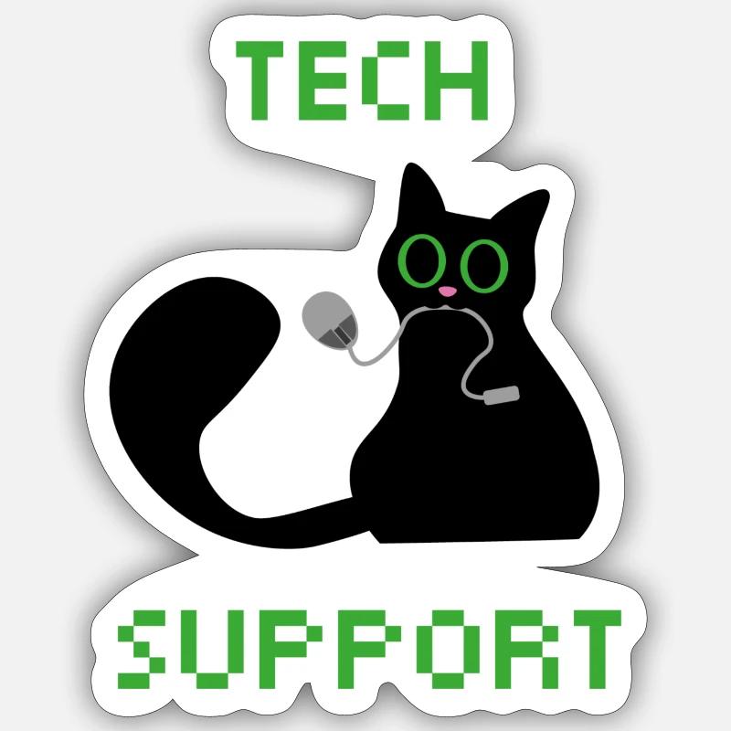 Technik Support - Tech Support Cat - Sticker Größe S (10 x 10 cm) - Mattweiß