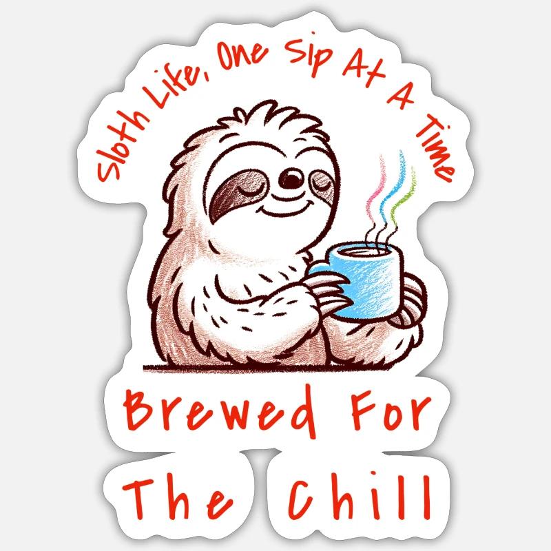 Slow Brew, Sloth Life Sticker size S (10 x 10 cm)