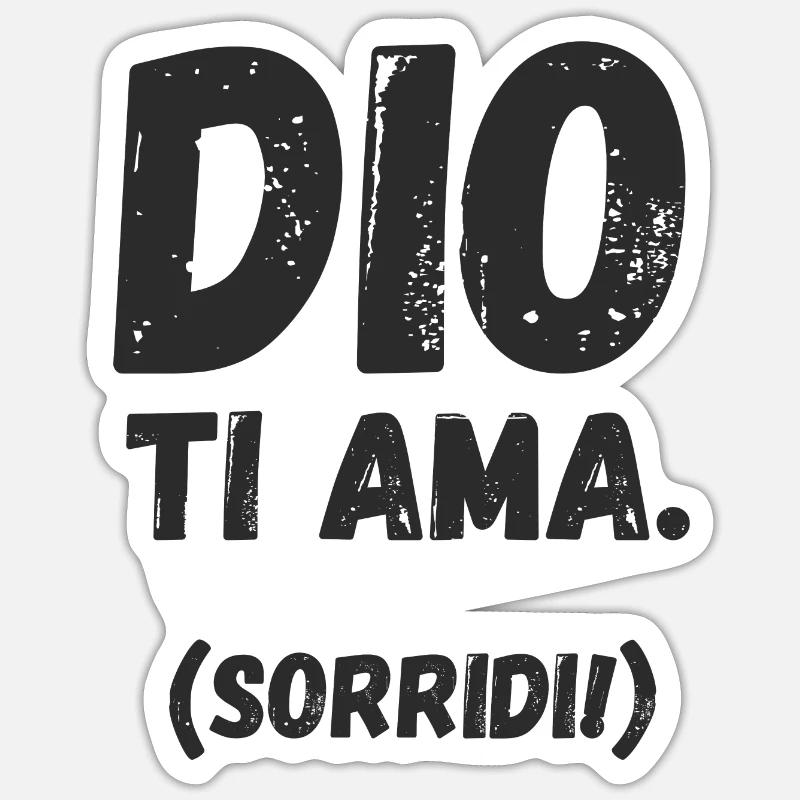 Dieu vous aime. Sourire! - Sticker taille S (10 x 10 cm) - blanc mat