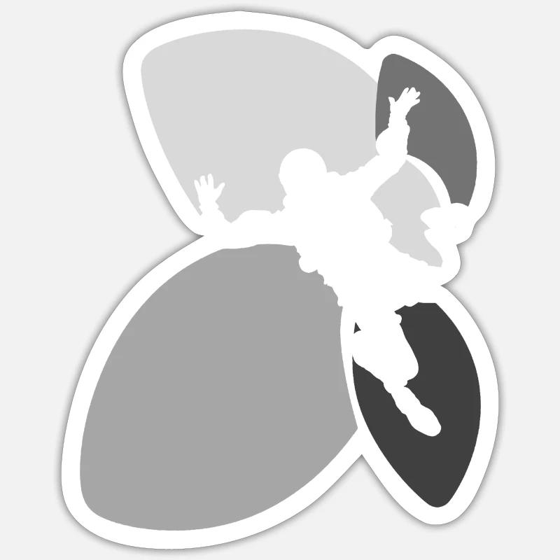 Parachutisme en chute libre - Sticker taille S (10 x 10 cm) - blanc mat