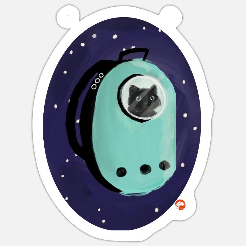 Chaton de l’espace - Sticker taille S (10 x 10 cm) - blanc mat