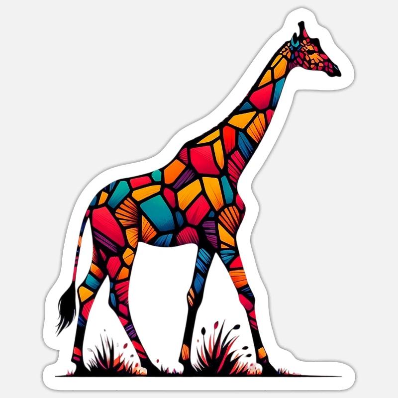 Girafe - Sticker taille S (10 x 10 cm) - blanc mat