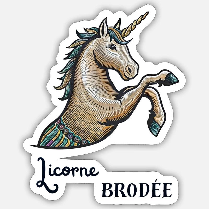 Licorne Brodée Sticker taille S (10 x 10 cm)
