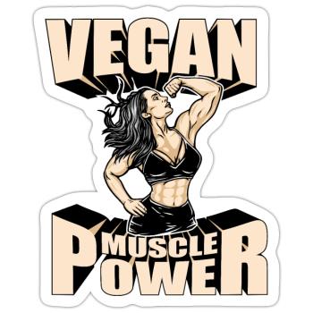 Vegan Muscle Power Strong and Energy - Sticker size S (10 x 10 cm) - white matte - Front