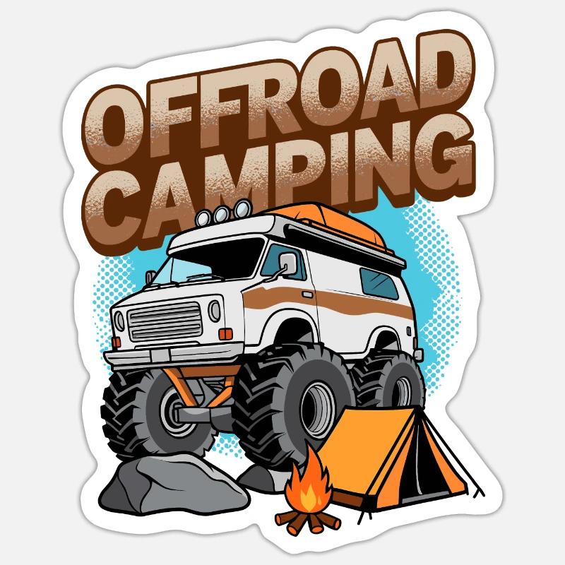 Off-road camping - Sticker size S (10 x 10 cm) - white matte