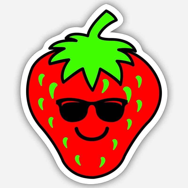 erdbeere cool - Sticker Größe S (10 x 10 cm) - Mattweiß
