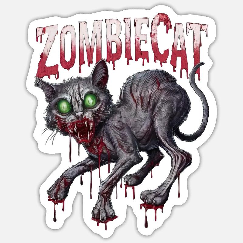 Zombiecat - Sticker Größe S (10 x 10 cm) - Mattweiß