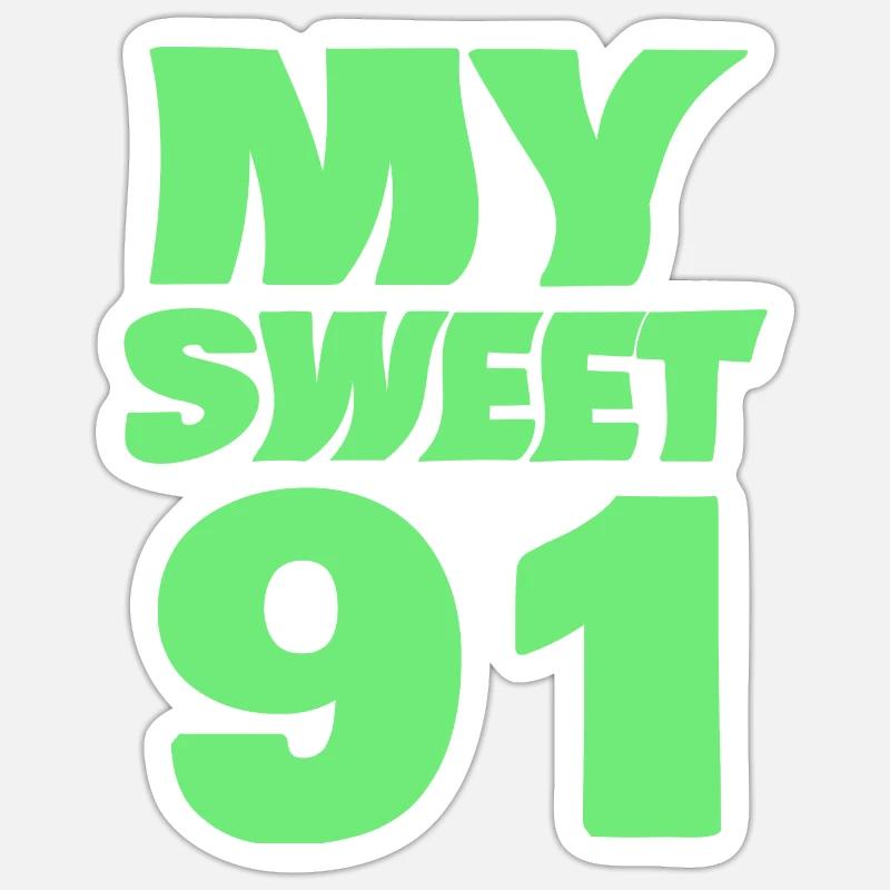 91 - Sticker Größe S (10 x 10 cm) - Mattweiß