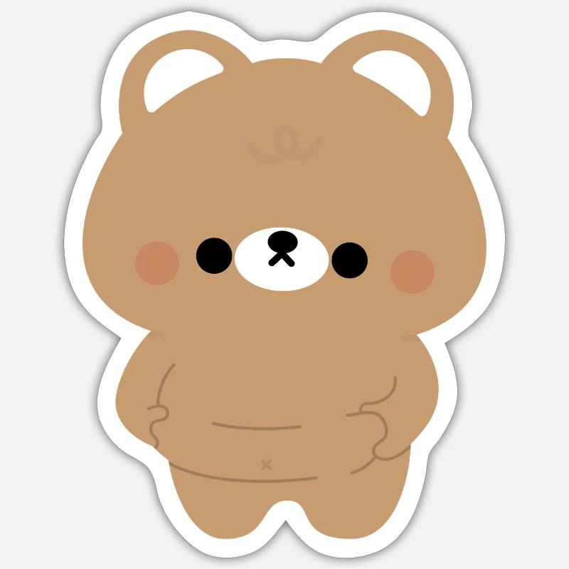 Chonky Ours Brun - Sticker taille S (10 x 10 cm) - blanc mat