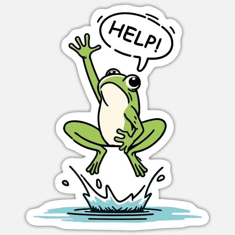 Aide Frog - Sticker taille S (10 x 10 cm) - blanc mat