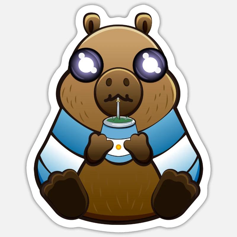 Le capybara argentin - Sticker taille S (10 x 10 cm) - blanc mat