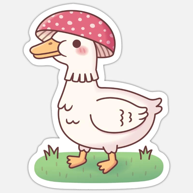 Cute Toadstool Mushroom Duck - Sticker size S (10 x 10 cm) - white matte