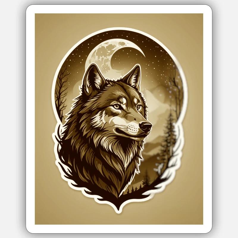 Wolf in the moonlight - Sticker size S (10 x 10 cm) - white matte