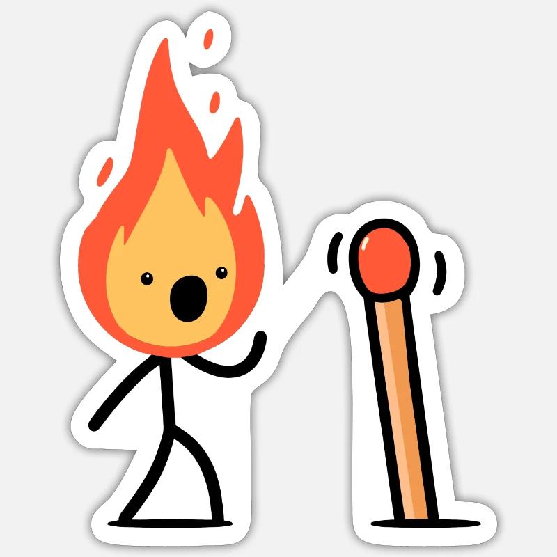 Stick Figure Fire Devil Fire Head Match Sticker size S (10 x 10 cm)