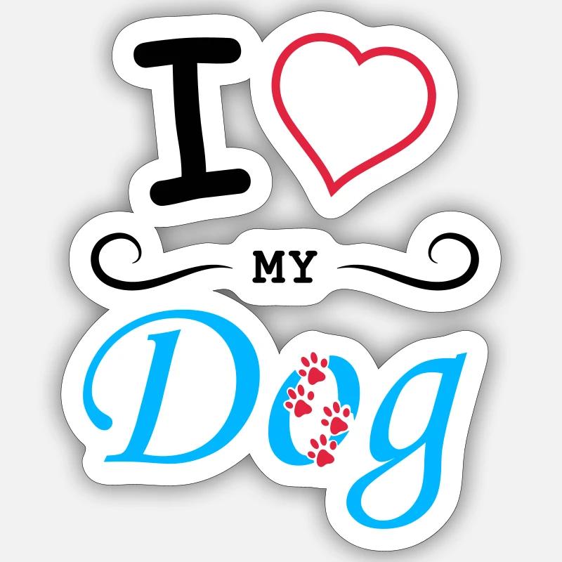 J’aime mon chien - Sticker taille S (10 x 10 cm) - blanc mat