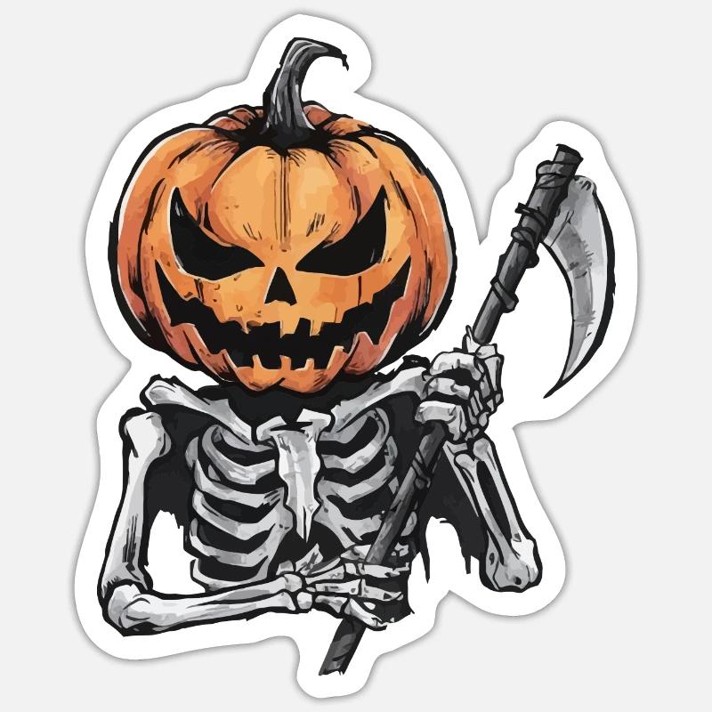 skeleton pumpkin - Sticker taille S (10 x 10 cm) - blanc mat