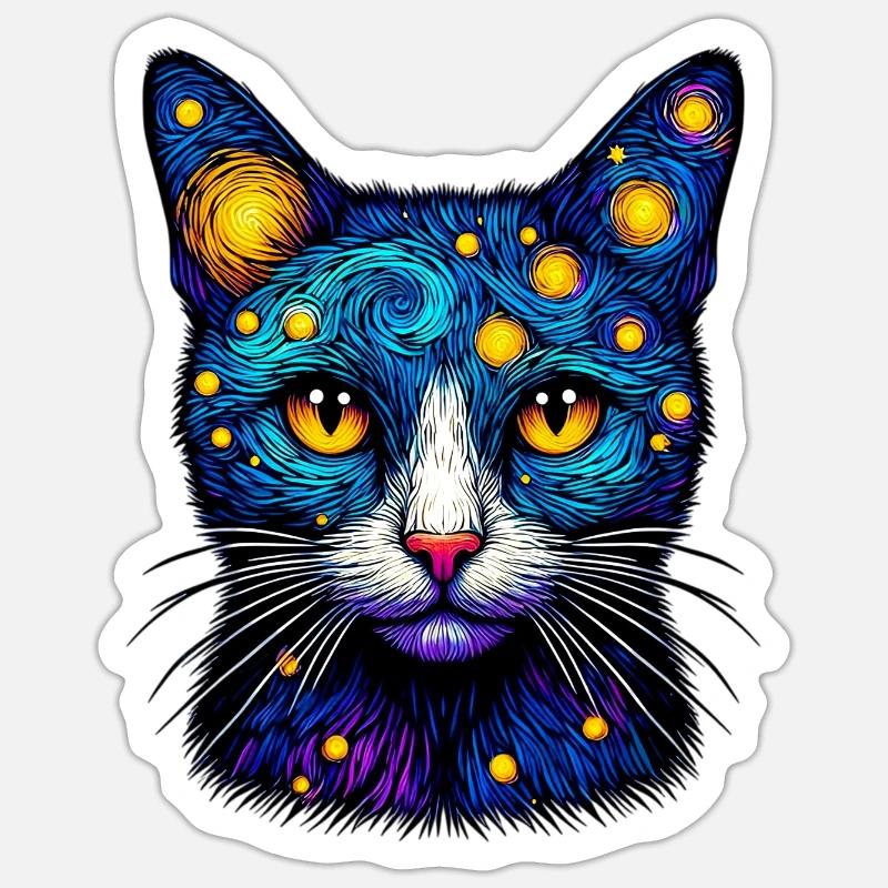 Chat - Sticker taille S (10 x 10 cm) - blanc mat
