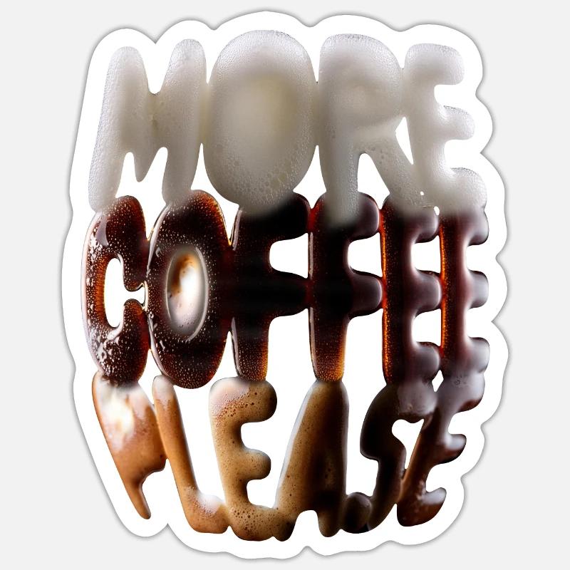Plus de café s’il vous plaît Sticker taille S (10 x 10 cm)