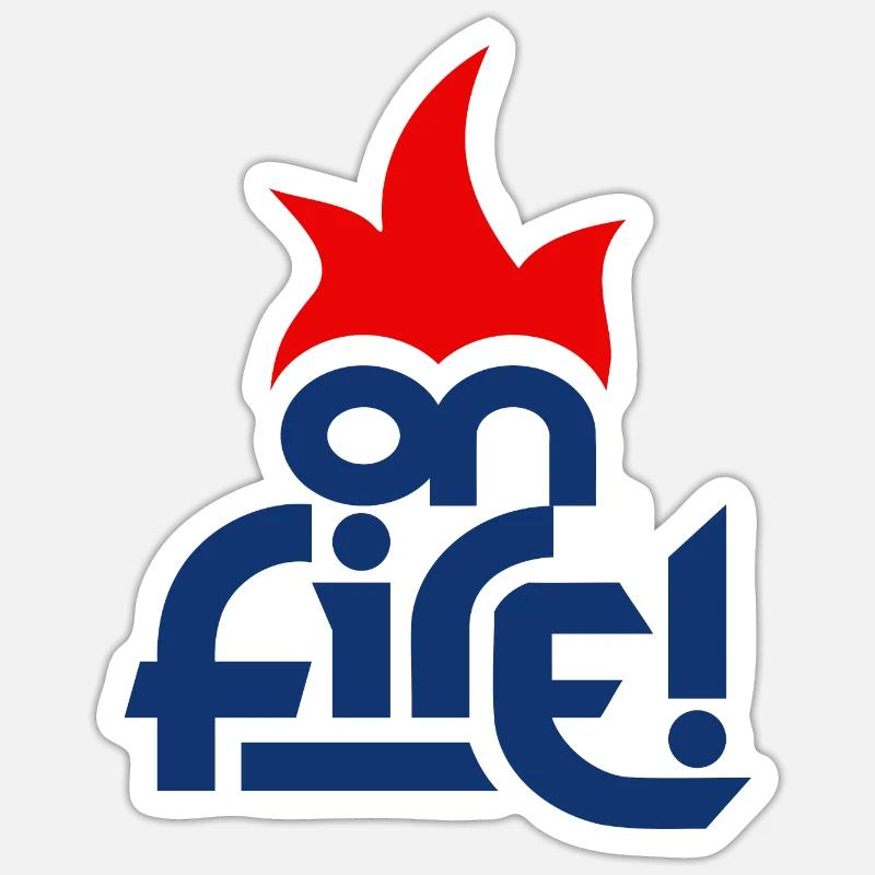 on fire (bleu et rouge) - Sticker taille S (10 x 10 cm) - blanc mat