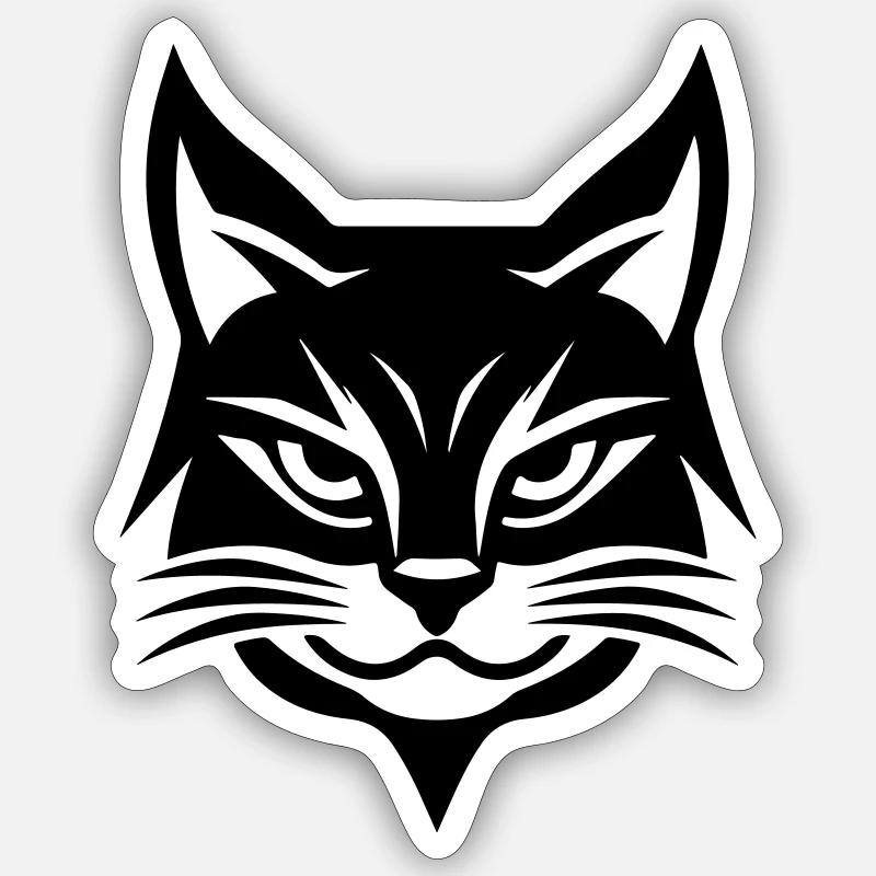 Cat Head - Sticker size S (10 x 10 cm) - white matte