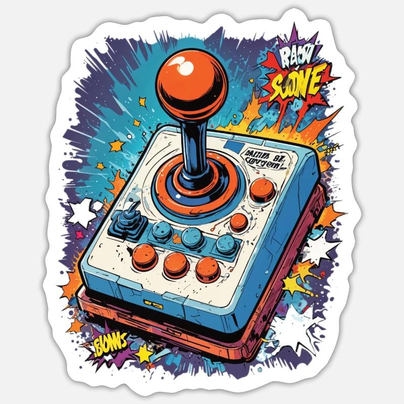 Retro Gamer Joystick / Controller Konsolenspiele - Sticker Größe S (10 x 10 cm) - Mattweiß