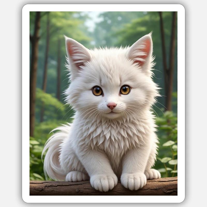 Chat mignon - Sticker taille S (10 x 10 cm) - blanc mat