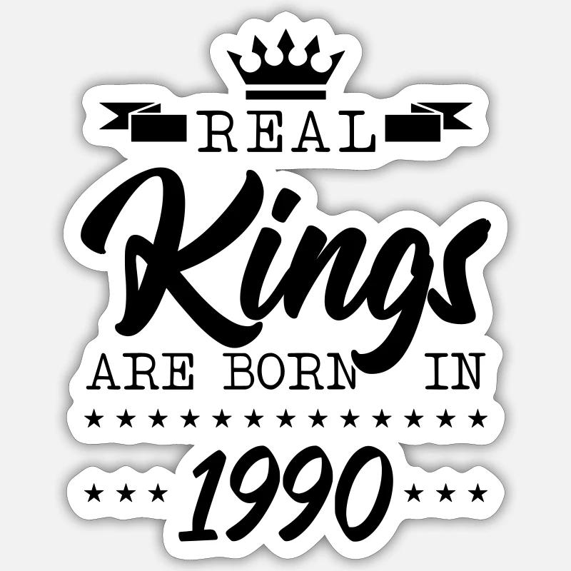 Rois nés en 1990 - Sticker taille S (10 x 10 cm) - blanc mat