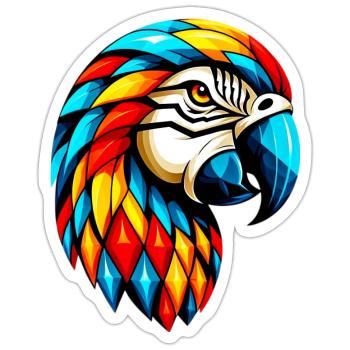 Harlekin Papagei - Sticker Größe S (10 x 10 cm) - Mattweiß - Vorne