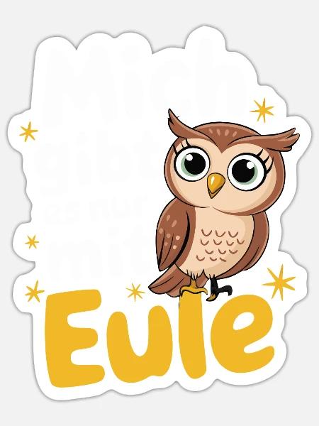 Nachteule Eule Eulen Vogel - Sticker Größe S (10 x 10 cm) - Mattweiß