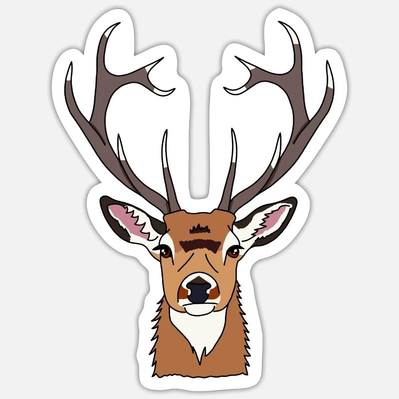 Cerf - Sticker taille S (10 x 10 cm) - blanc mat